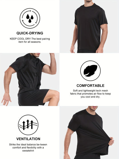 Kinglaman 12 Pack Workout Shirts for Men Short Sleeve Athletic Active Tops Quick Dry Crew Neck T Shirt for Running