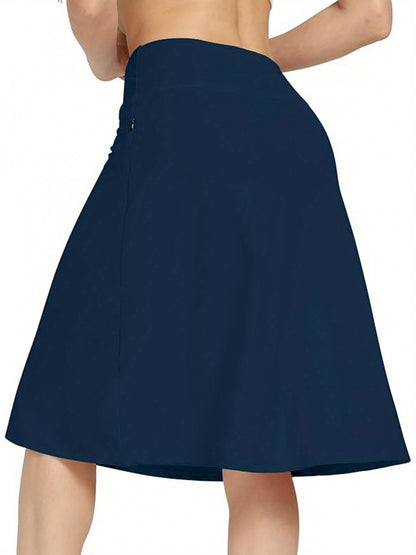 Scacto Women's Office-Ready Midi Skirt - Built-In Shorts, Hidden Drawstring, Zippered Pockets, Business Casual Faldas De Mujer Skorts for Women with Pockets Skorts for Women