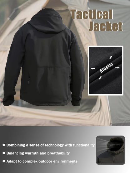 Men'S New Thickened Two-Piece Windproof Jacket And Hoodie Designed for Autumn And Winter, Featuring Multiple Pockets, Elastic Materials, And Warmth, Ideal for Hiking, Skiing, Fishing, And Outdoor Sports. Tactical Style with Breathable Fabrics