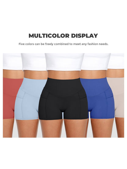 1Pc Women'S High-Waist Stretchy Athletic Shorts, Breathable Compression Bike Yoga Workout Shorts