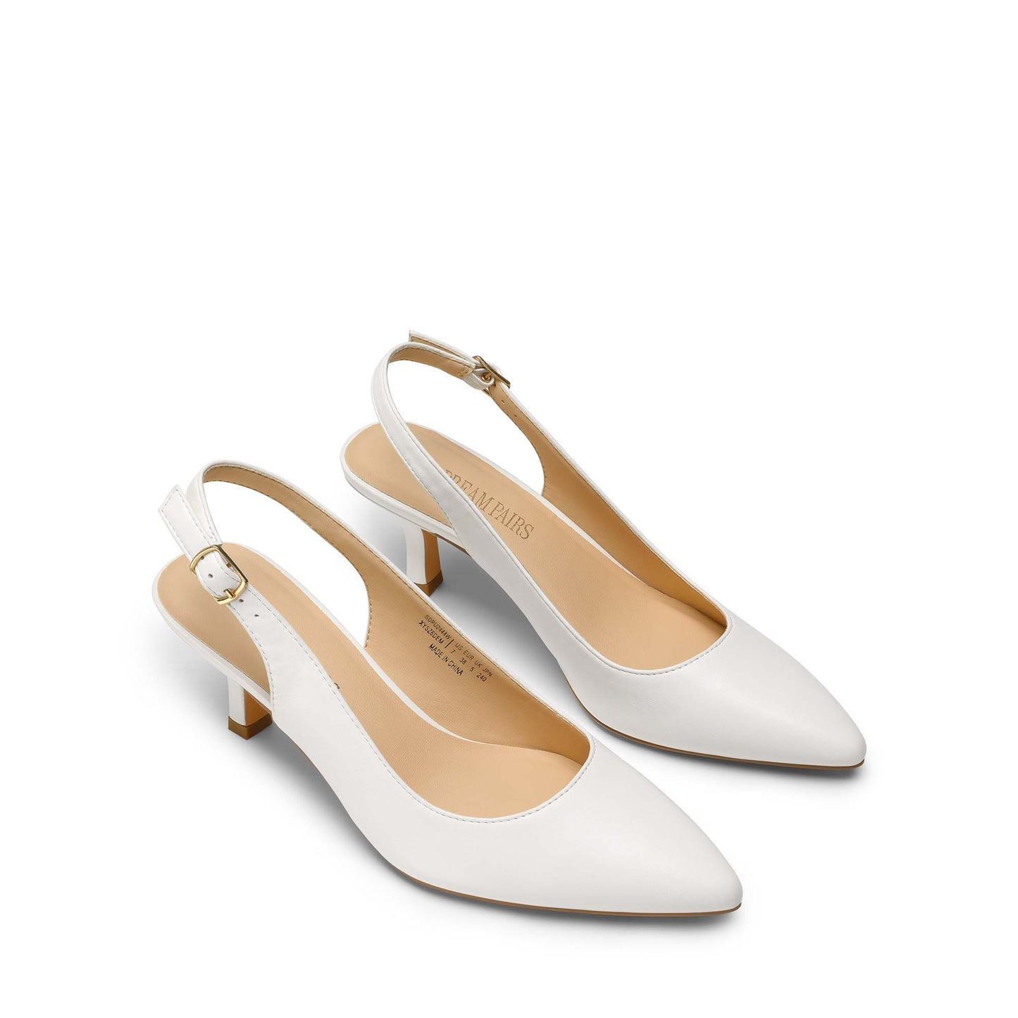 Women's Closed Toe Wedding Low Heel Slingback Kitten Heels Adjustable Strap Pointed Toe Pumps High Heeled Prom Dress Shoes Low Kitten Heels Women's Slingback Dressy Pumps Pointed Closed Toe Ankle Strap Elegant Wedding Pumps Formal Comfortable Shoes