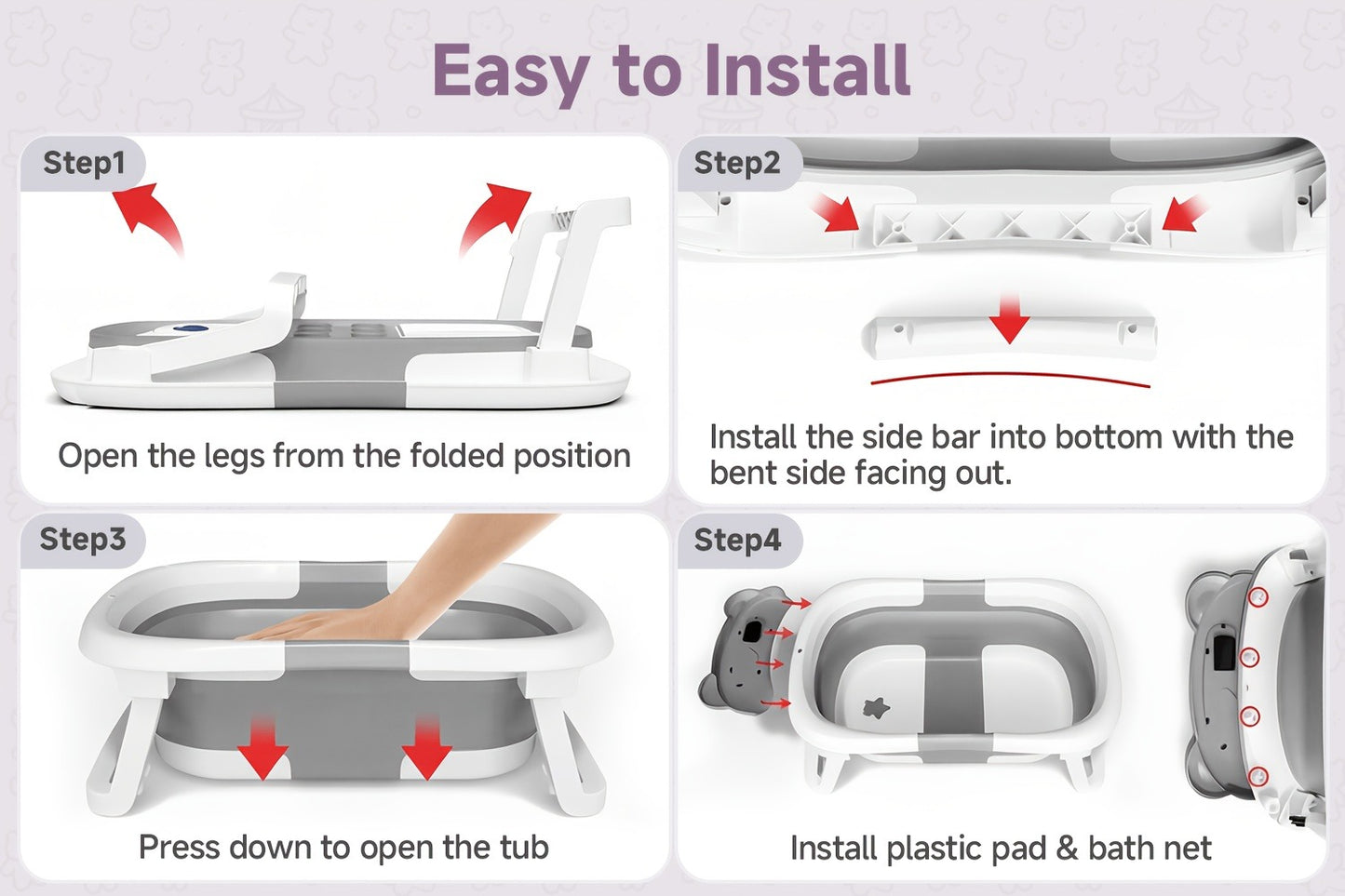 Baby Bathtub - Portable Foldable Non-Slip Travel