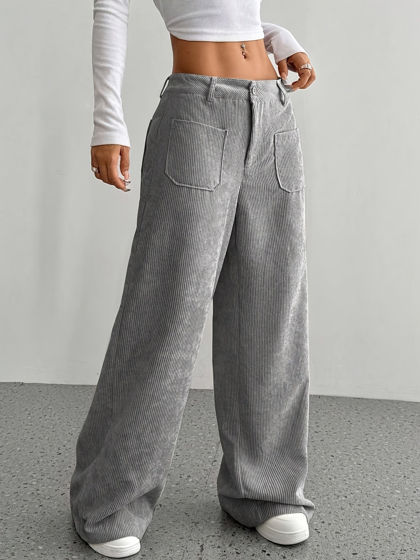 2025 New Explosive Product Chic Straight Pants with Pockets in Solid Color - Casual And Comfortable, Women'S Machine Washable