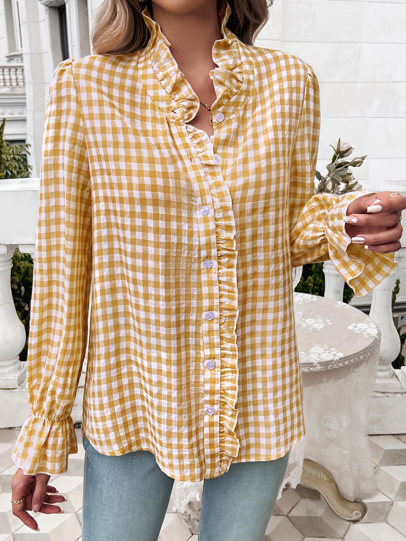 Women's Fall-Winter 2024 Professional Business Temperament Top French Contrast Button- Shirt