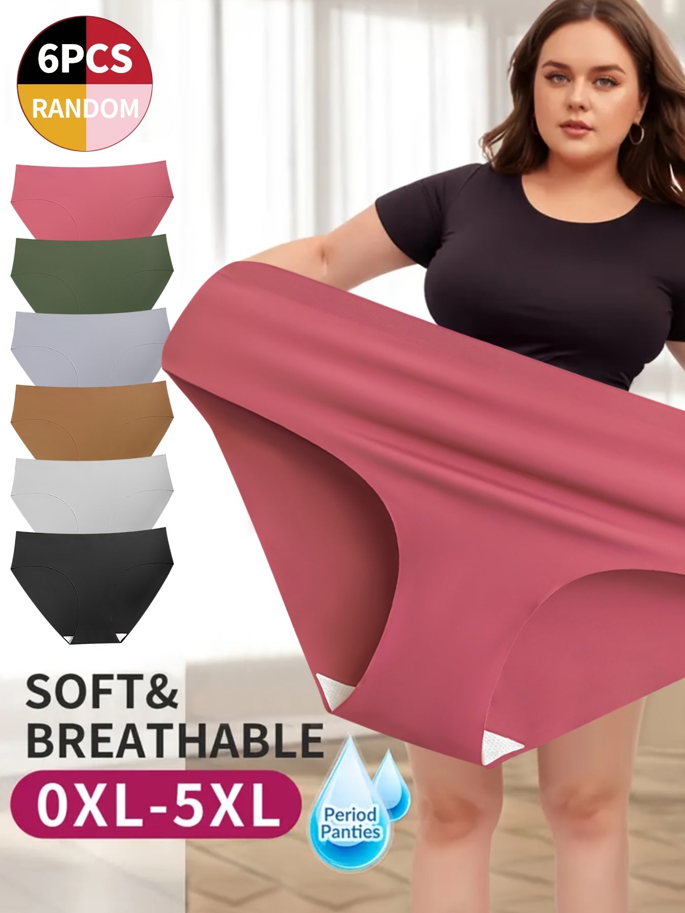 6pcs Seamless Triangle Briefs, Polyamide 75% Elastane 25%, Medium Stretch Fabric, Solid Color, Simple Style, 180gsm Lightweight Panty Set