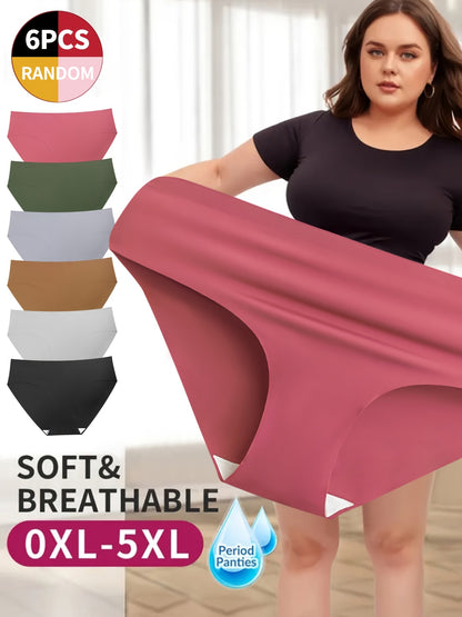 6pcs Seamless Triangle Briefs, Polyamide 75% Elastane 25%, Medium Stretch Fabric, Solid Color, Simple Style, 180gsm Lightweight Panty Set