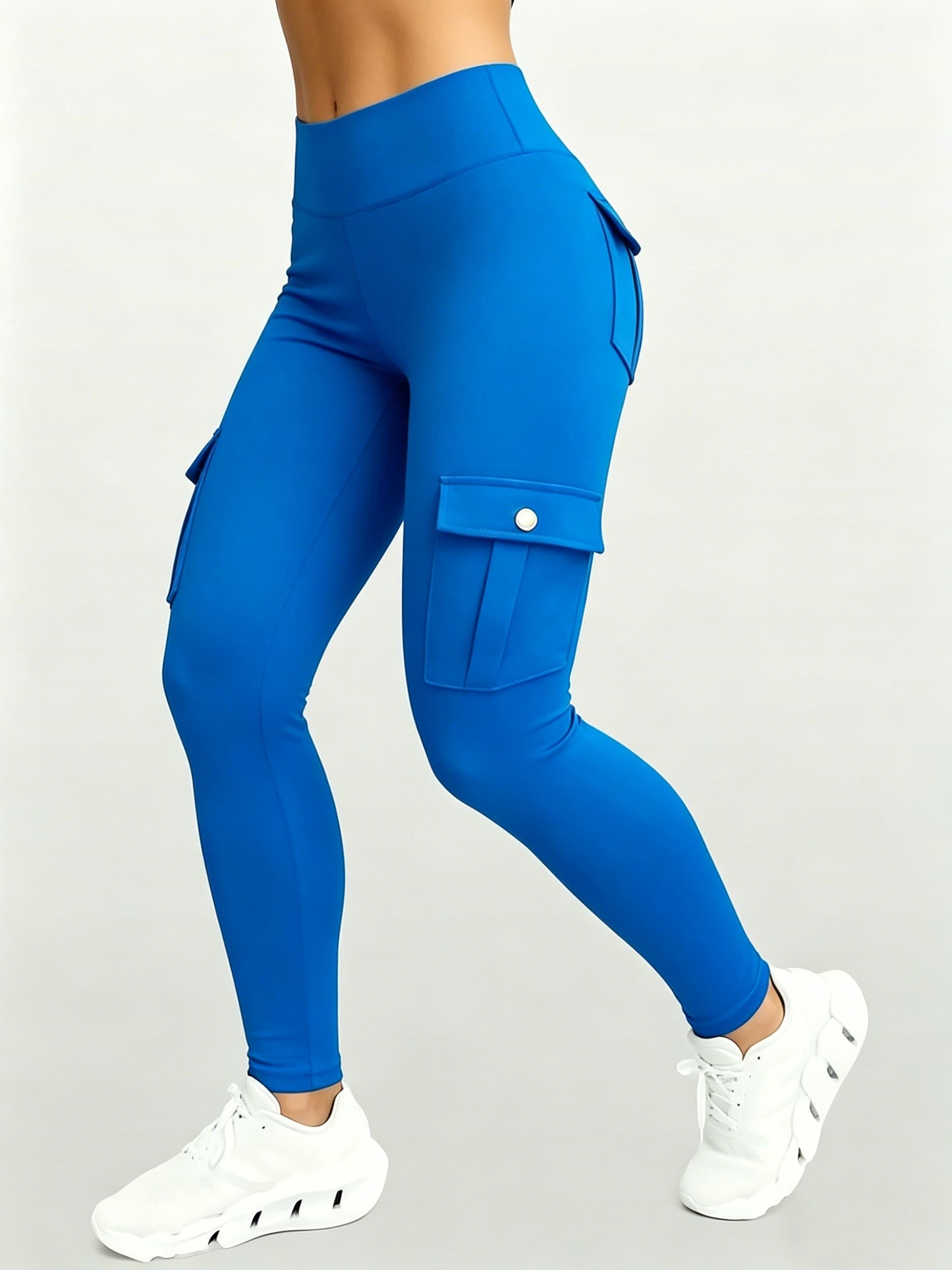 Large-size Women'S Stretchy High-waist Fitness Pants With Multiple Pockets, Breathable And Lightweight Yoga Pants, High-waisted Pants For Toning The Waist And Abdomen, Suitable For Running, Fitness, Yoga, And Casual Outings