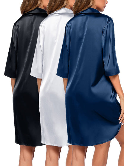 Women's Sleepwear - 3-Piece Solid Color Comfort