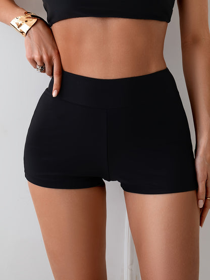 ADMYYROL Women's High-Elasticity Solid Color Brief Swim Shorts - 4-Way Fit, Hand Wash Only, Non-Transparent for Beach, Pool & Water Sports, Beach Swimwear | Highwaisted Swimwear | Smooth Compression Fabric, High Waisted Swimsuit