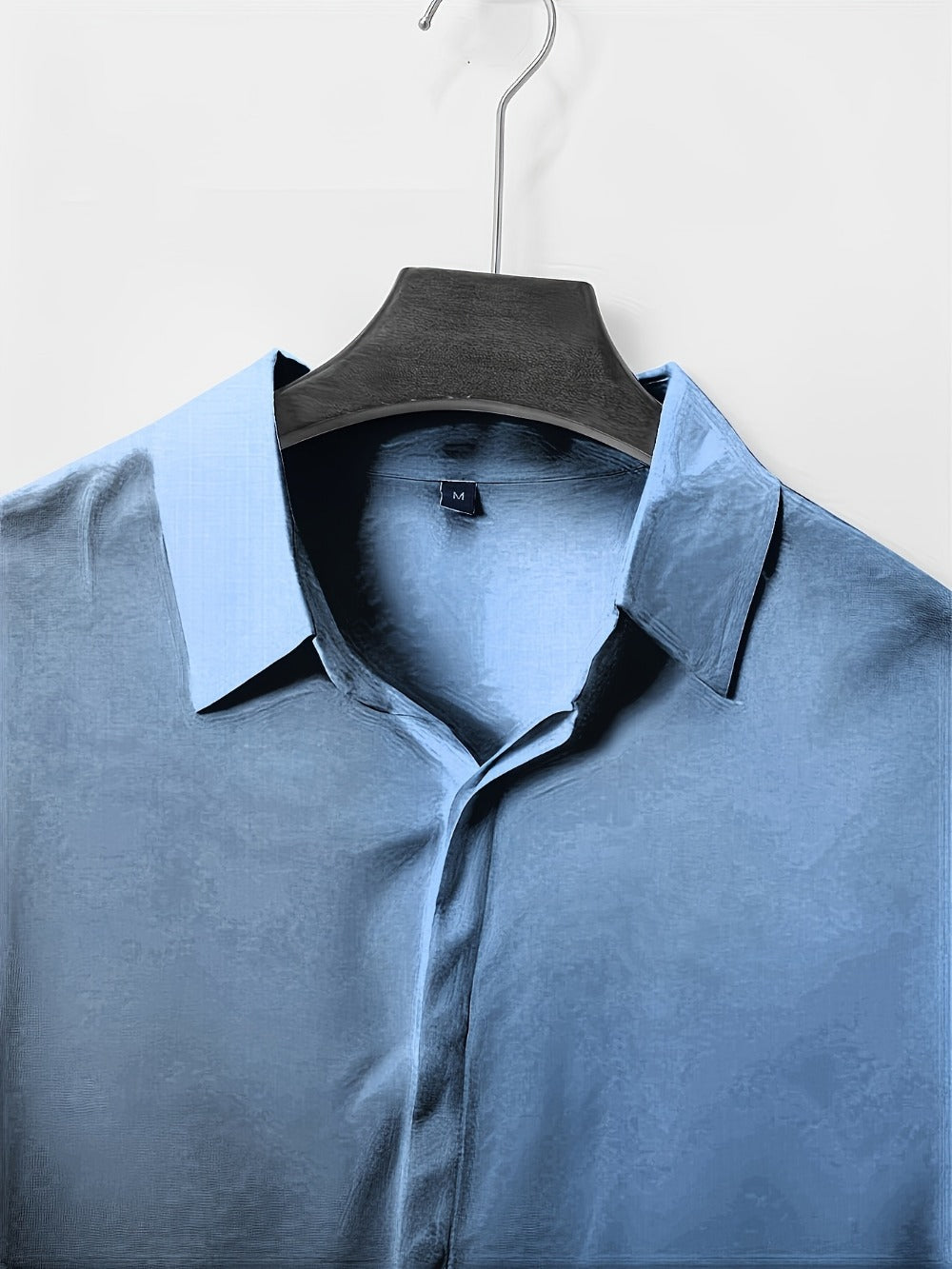 Men's Solid Color Shirt - Collared Short Sleeve 001061