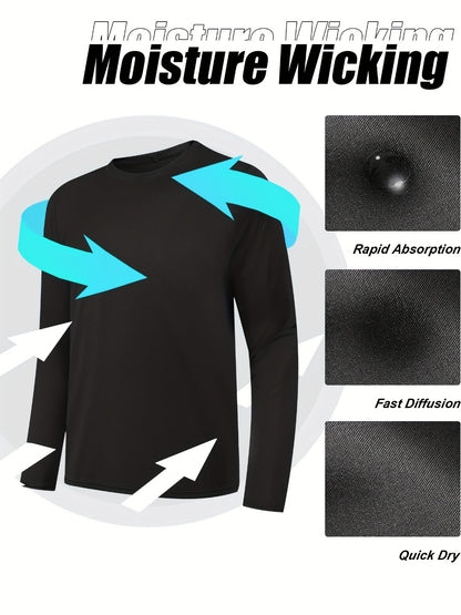 Men's Performance T-Shirt - Crew Neck Long Sleeve Streetwear Style
