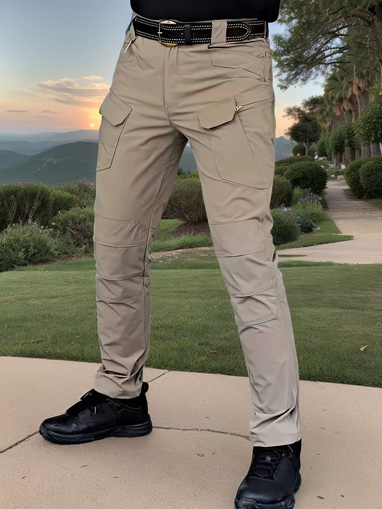 Men's Tactical Cargo Pants with Multi-Pocket Design (Includes A Belt)- Durable Quick-Dry Outdoor Hiking, Camping, Workwear & Travel Pants - Straight-Leg Regular Fit Casual Tactical Gear, Camping Essentials, Breathable Material, Adventure