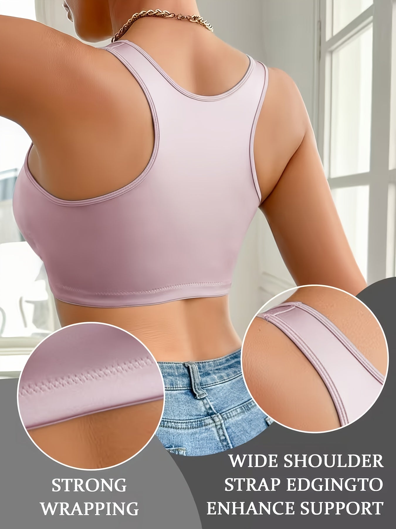 1pc High-quality Satin Fabric Women'S Bra | Wireless, Front Buckle Design, Strong Support, Comfortable Gather, Suitable for Daily and Formal Wear, Non-removable Padding