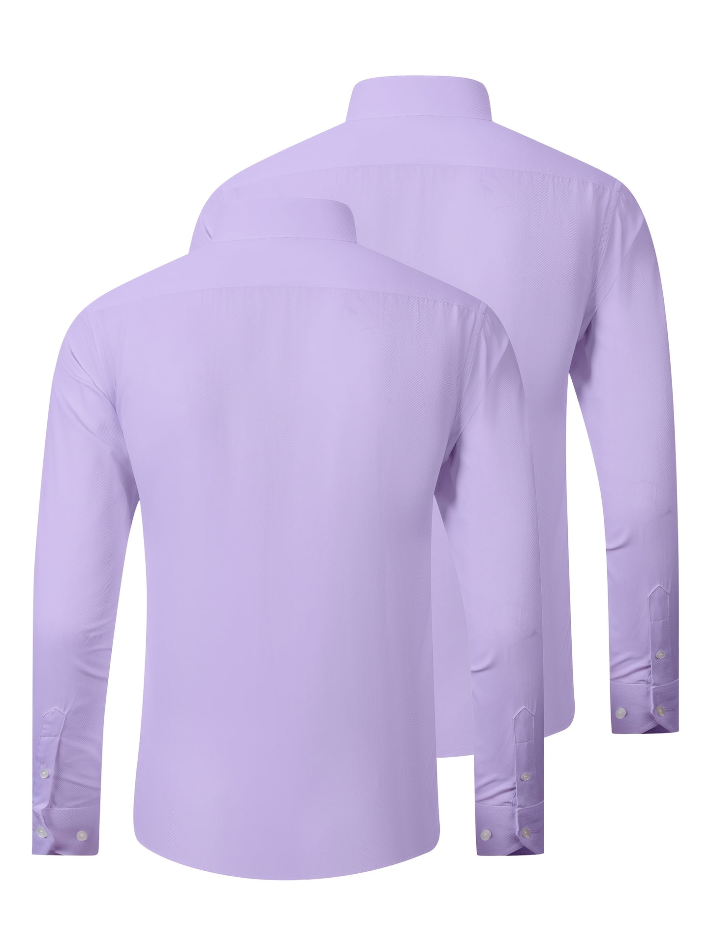 2pcs Men's Long Sleeve Dress Shirts - Elegant White, Stretchy Fabric, Business Casual, Unwrinkled, Single-Breasted with Lapel Collar, All-Season Wear, Casual Attire|Elegant Lapel Shirt|Stretchy Fabric