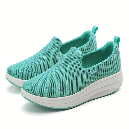 Women's Thick-Soled Height-Increasing Slip-On Walking Shoes - Breathable Lightweight Jogging Sneakers Suitable for Camping, Fitness, Daily Wear with Stability & Cushioned Insole - Year-Round Comfort Boosters