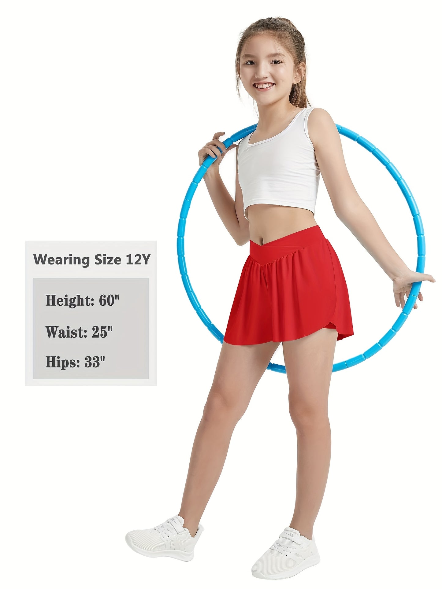 [2-In-1 Style Shorts] Set of 3 EXARUS Girls' Cross Shorts with Butterfly Design for Cheer And Dance, 2-In-1 Style with Pocket, Suitable for Ages 6 to 14 for Sports And Running