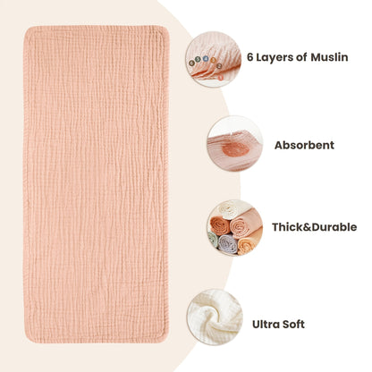 6 Pack Muslin Baby Burp Cloths | 12" x 20" Soft Absorbent 100% Burping Clothes for Newborns, Baby Boys and Girls, Unisex | Hand Wash Only, Mixed Color, Knitted by LINNO