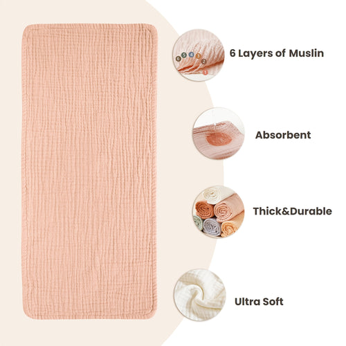 6 Pack Muslin Baby Burp Cloths | 12" x 20" Soft Absorbent 100% Burping Clothes for Newborns, Baby Boys and Girls, Unisex | Hand Wash Only, Mixed Color, Knitted by LINNO