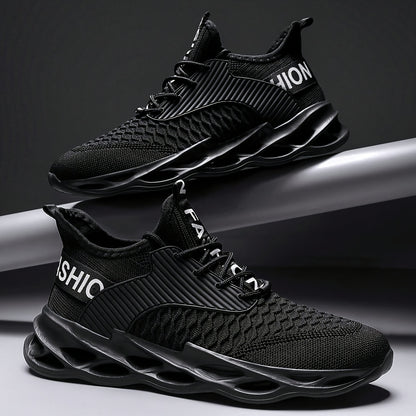 A Pair Of Fashionable, Breathable Knitted Running Shoes For Men And Women Suitable For All Seasons.