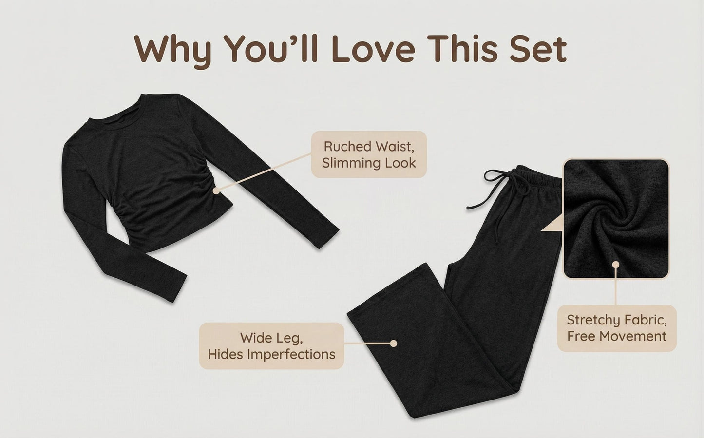 2026 [Elegant Direction]Relaxed And Sophisticated Fashion Casual Outfit, Pants + Fitted Long Sleeves