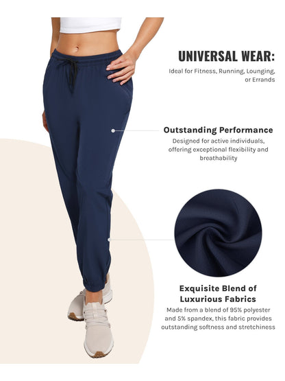 [Three Colors Available]1pc Womens Golf Pants Quick Dry Ultra Light Stretch Pockets Soft Workout Pants for Travel with Inside Drawstrings