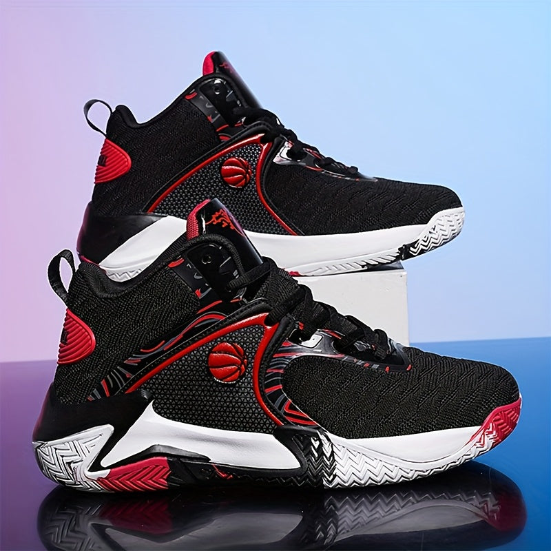 Sneakers, Men' S Basketball Shoes, High Top Sports Shoes, Durable Lace up Anti Slip Running Shoes