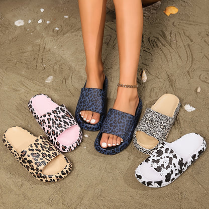 Ladies' Fashionable Leopard Print Home Shoes, Casual, Soft And Comfortable Indoor Slippers