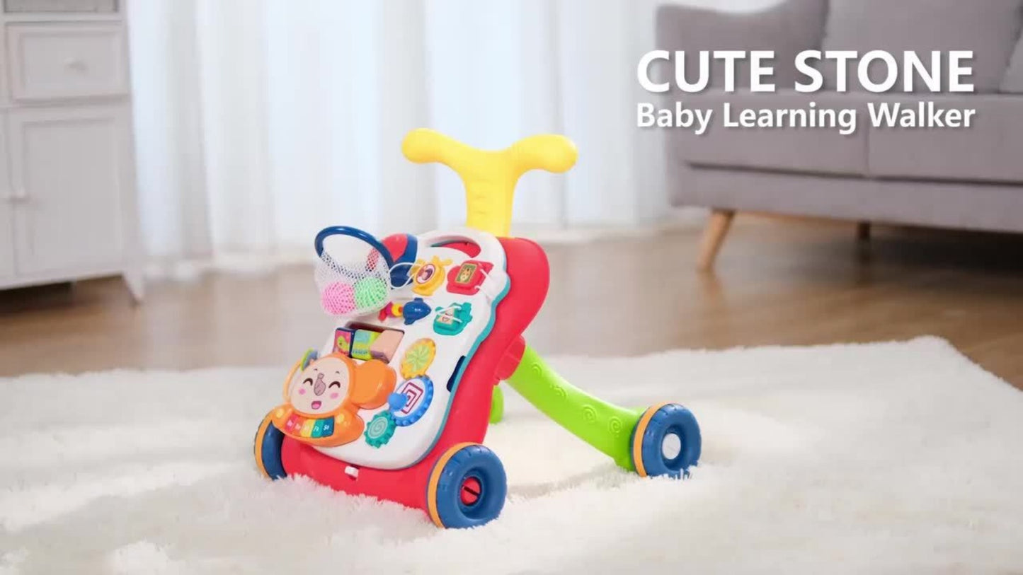 5-in-1 Sit-to-Stand Baby Walker - Walker, balance bike, activity table and music panel modes