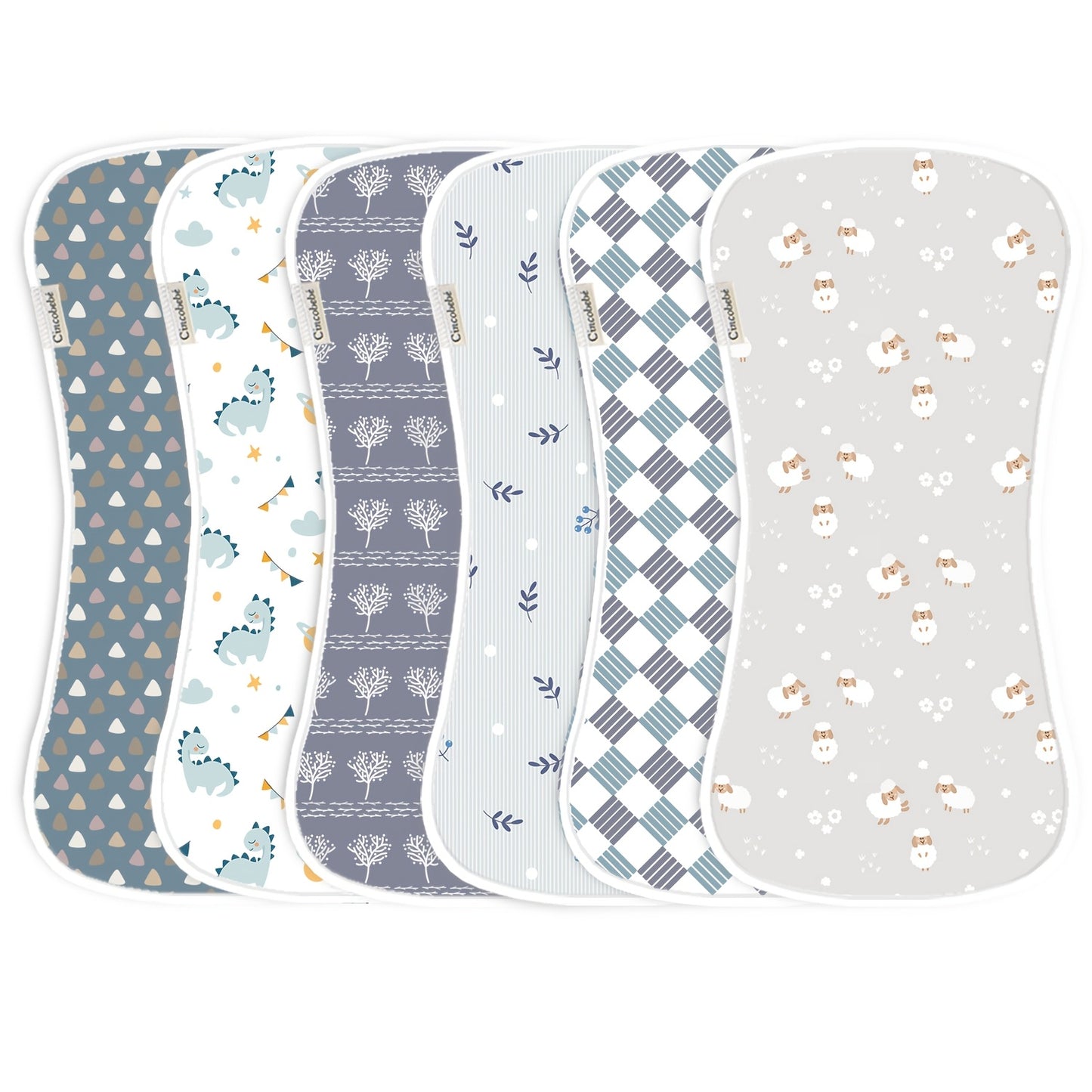 6-pack Soft And Breathable Newborn Burp Cloth, Spit-up Cloth, Cute Cartoon Unisex Design, Multi-purpose Burp Cloth Set For Babies