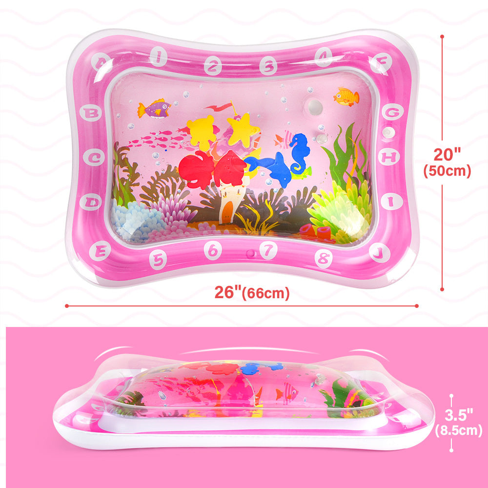 Pink/Blue Tummy Time Water Mat with Gift Box for Infants Toddlers Baby, 26x20 in,Inflatable Water Play Mat For Baby Infants Toddlers Toys Christmas Gift