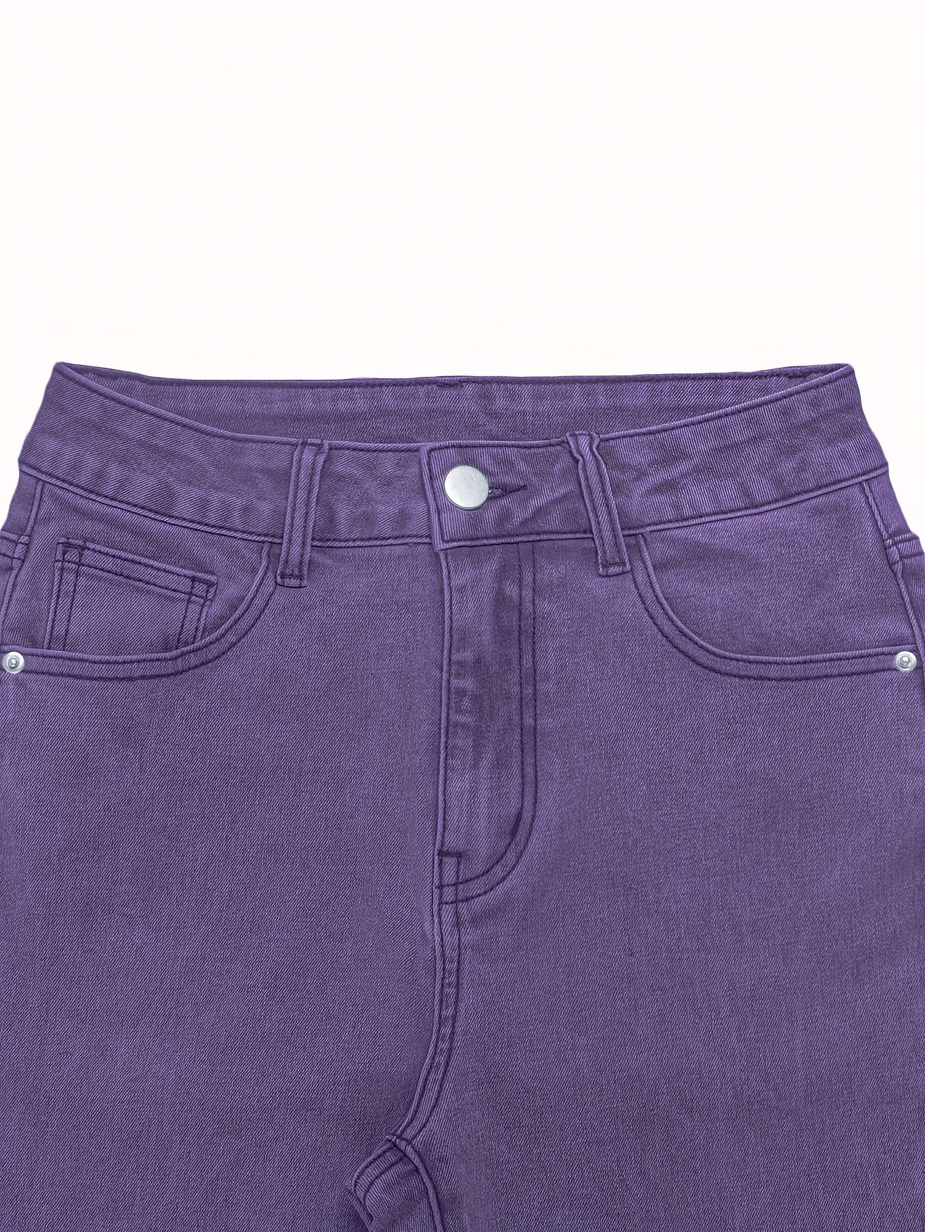 GILIPUR MH1025 Light Blue Retro High-Waist Stretch Straight Leg Women's Pants, Street Style Solid Color Long Pants with Pockets, All-Season Comfortable Stretch Fabric, Machine Washable