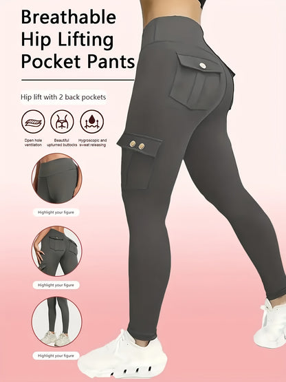 One Pair Of Women'S Slim Work Pants, With Multi-functional Pockets, High Elasticity. Aids In Tightening The Buttocks And Abdomen. Airtight Pants. Suitable For Outdoor, Home Use, Commuting, And Local Warehouse Direct Delivery.
