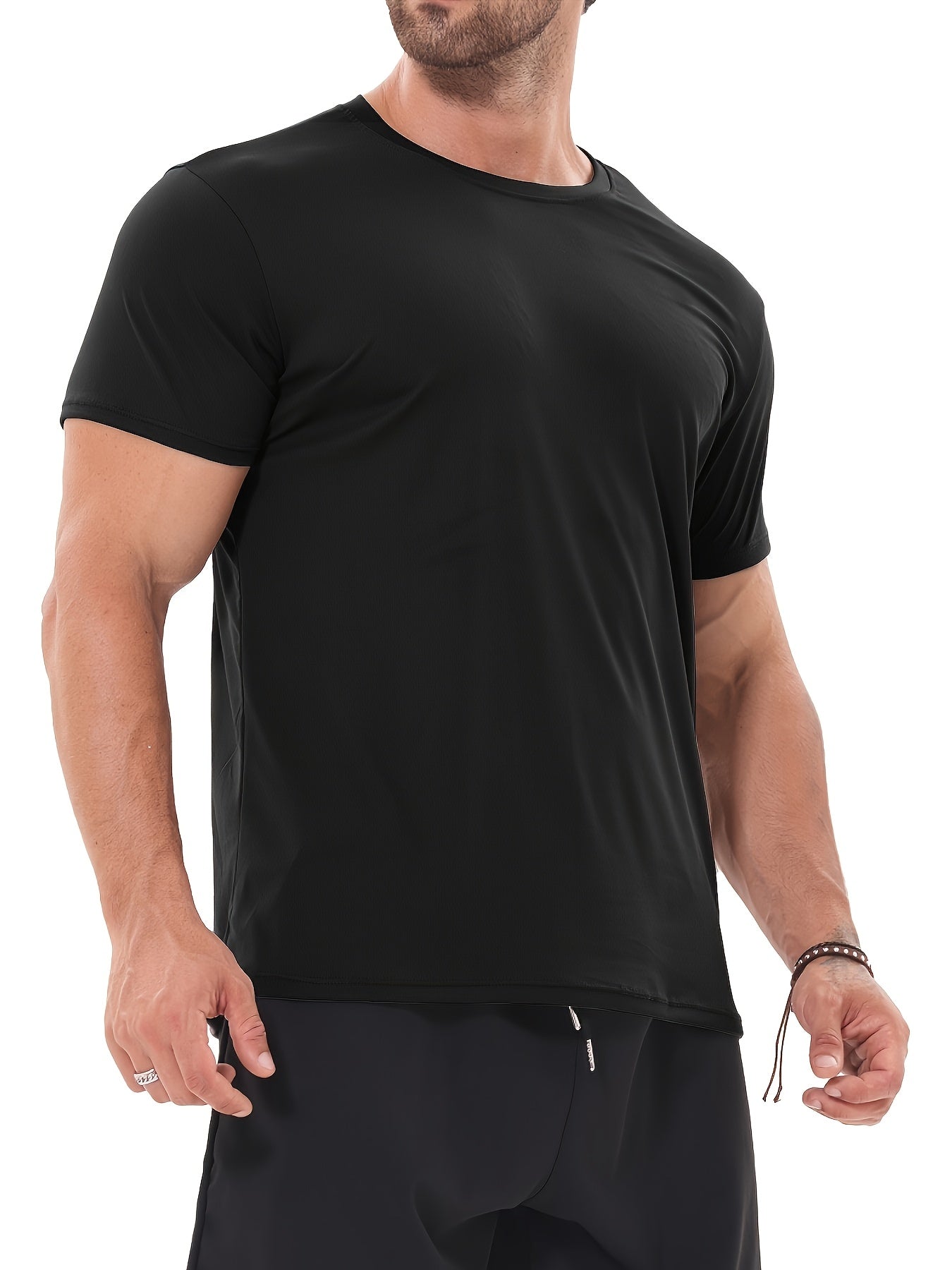 6pcs Men'S Sports Shirt Short Sleeved Sports Top Quick Drying Round Neck Running T-shirt