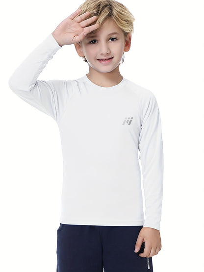 2pcs/Set Boys And Teenagers Round Neck Suit Quick Dry Fishing Running Swimming Polyester Clothes Two-Piece Basic Style Boys Clothes for Summer Outdoor Activities, for Outdoor