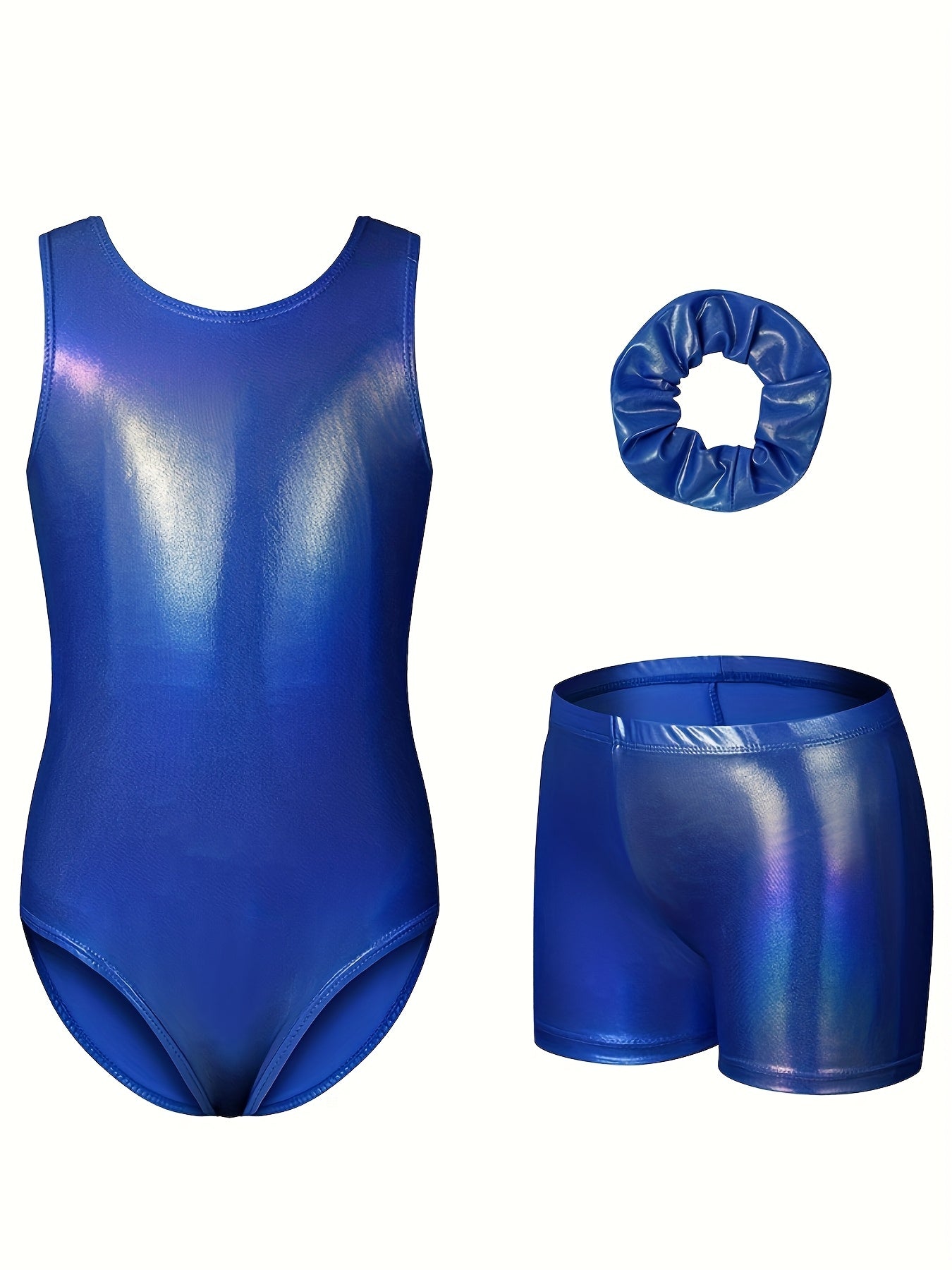 Girls' Sleeveless Gymnastics Bodysuit + Shorts + Headwear, Perfect for Outdoor