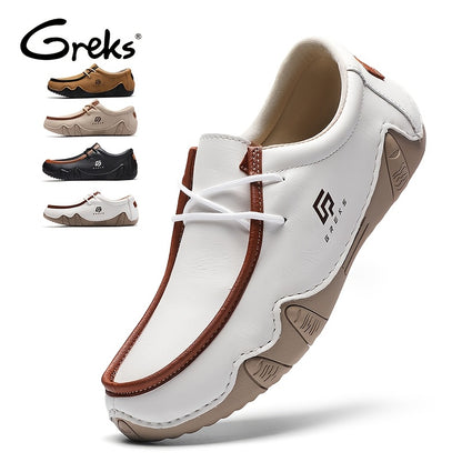 GREKS Driving Shoes for Men, Casual Slip Ons, Handmade Chukka Dress Shoes, Comfort, Men's Fashion Shoes