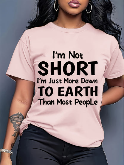 1pc Ladies Printed Pattern T-shirt, Funny Printed Short Sleeve, Lightweight and Plaid for Casual Wear, Casual Casual Wear| Playful Design