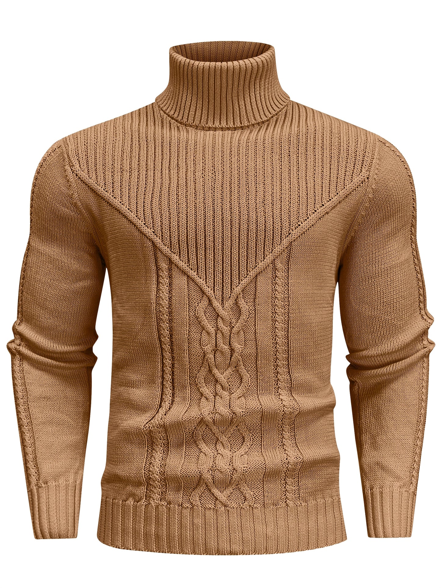 Men's Mature Casual Vintage Twisted Turtleneck Knit Pullover