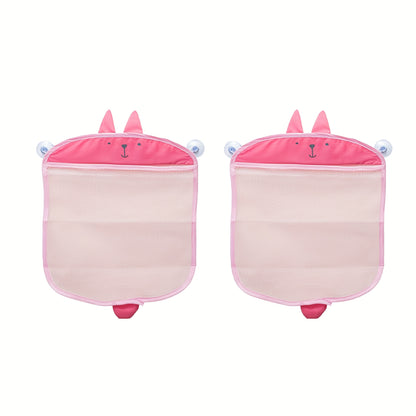 2 Mesh Bath Storage Bags, Bathtub Storage Racks And Bathroom Storage Bags, Bath Storage Mesh Bag Pockets, Waterproof And Draining with Suction Cup Hanging Bags, Compatible with Bath Storage