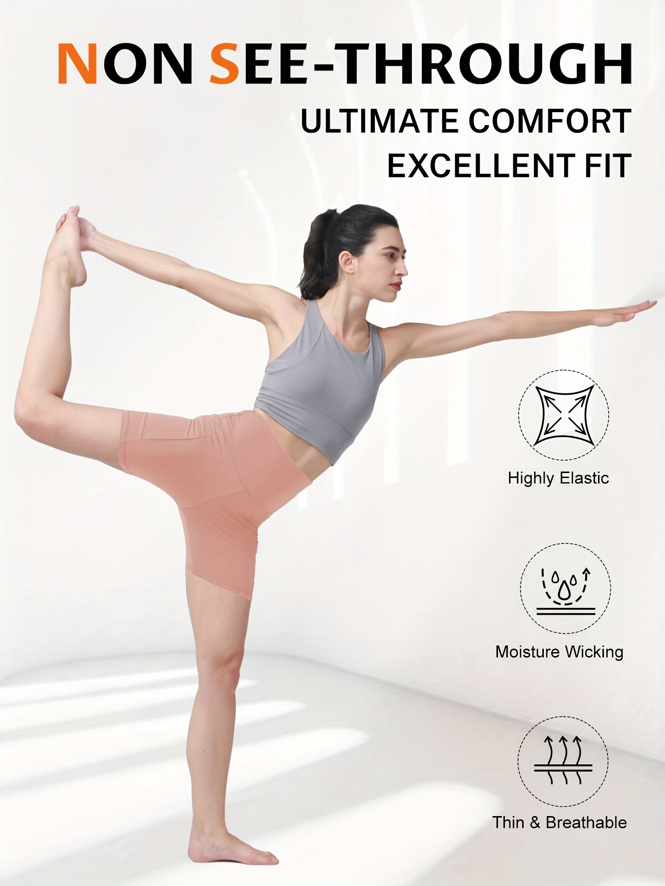 1pc Summer Women'S Yoga Shorts, Women'S Cycling Shorts, Quick Drying Sports Shorts, High Stretch Running And Fitness Shorts, Suitable For Yoga Pilates