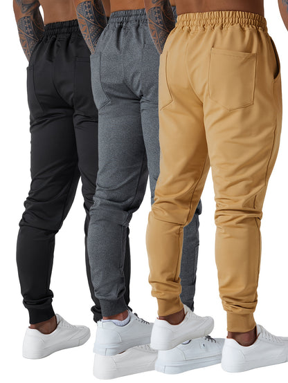 Set of 3 Men'S Athletic Joggers, Stylish Sweatpants for Sports