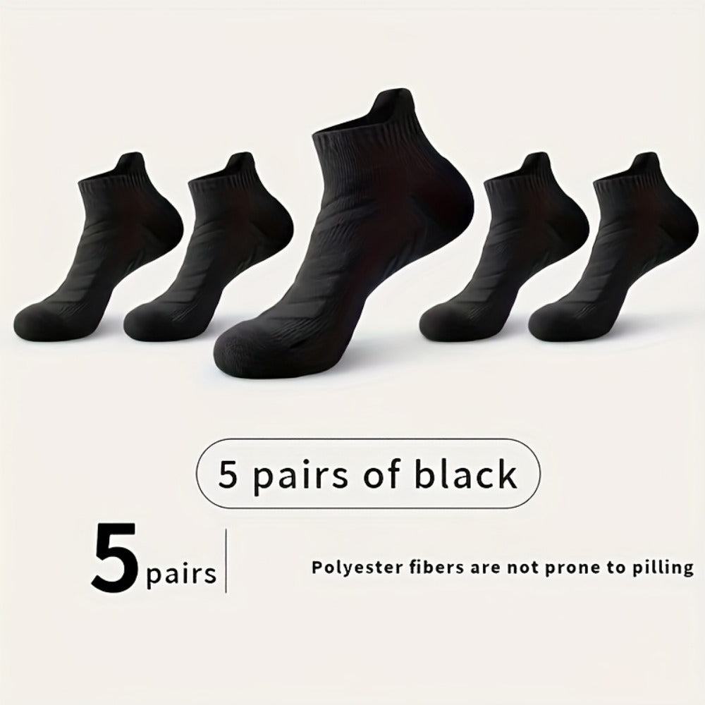 Men's Cushioned Basketball Ankle Socks - 5-Pair Pack