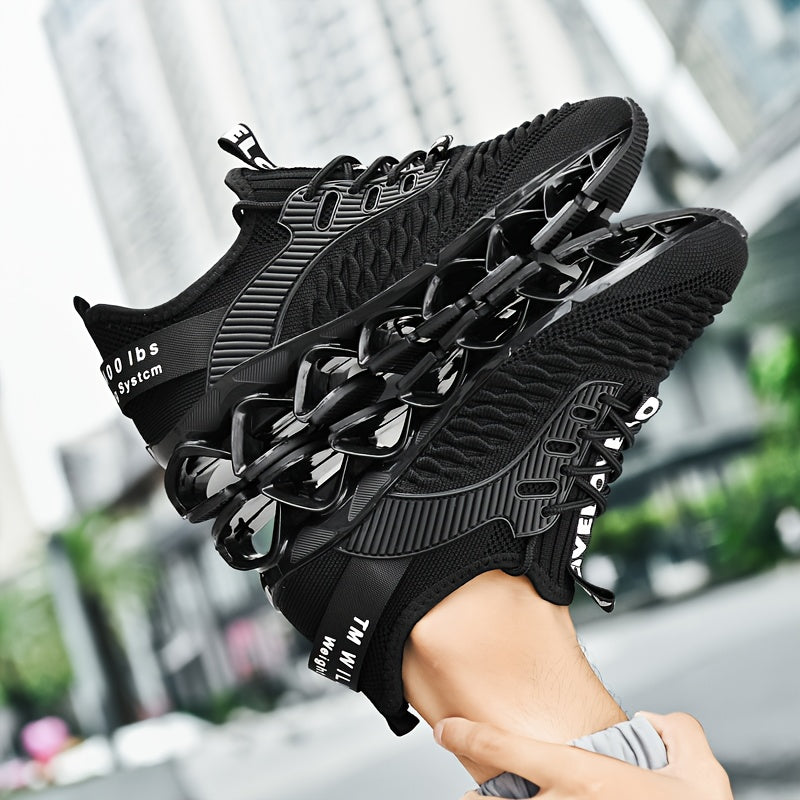 Men's Lightweight Breathable Sports Shoes, Blade Sole Comfortable for Standing Running Shoes, Trendy Multi-functional Sports Leisure Men's Fashion Shoes, Absorbing Cushioning And Low-top Lace-up Design - Durable All-terrain Traction