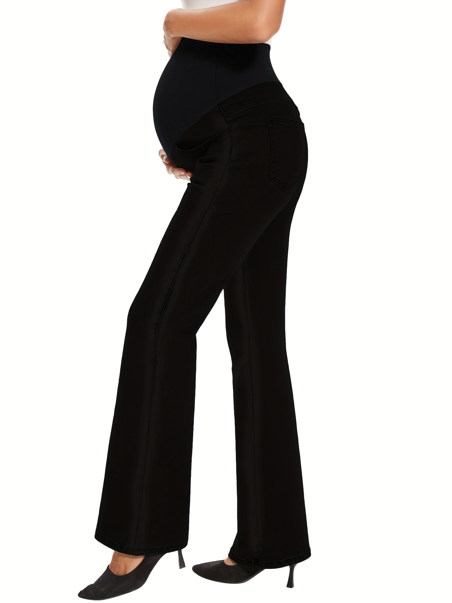 Bootcut Jeans for Pregnant Women with Pockets, Designed to Fit Over The Belly, Featuring Flared Bottoms