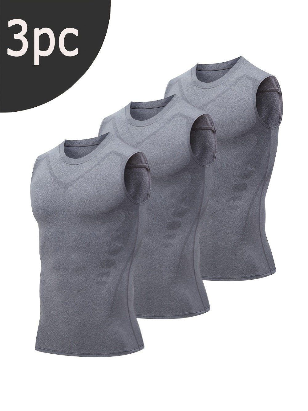 Men's 3-Pack Compression Tank Tops - Quick-Dry Sleeveless Base Layer