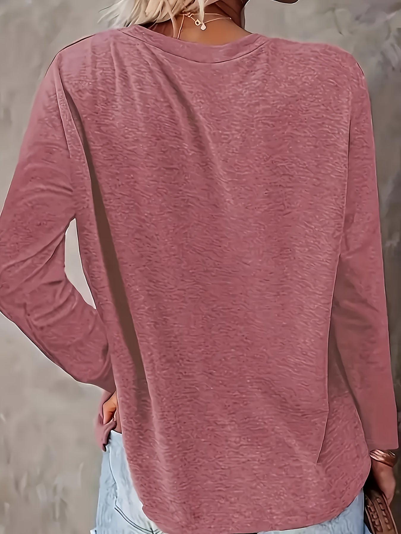 [Casual Loose Top] Cross-Border European and American Women's Fashion Round Neck Long Sleeve Casual Loose Top Base T-Shirt