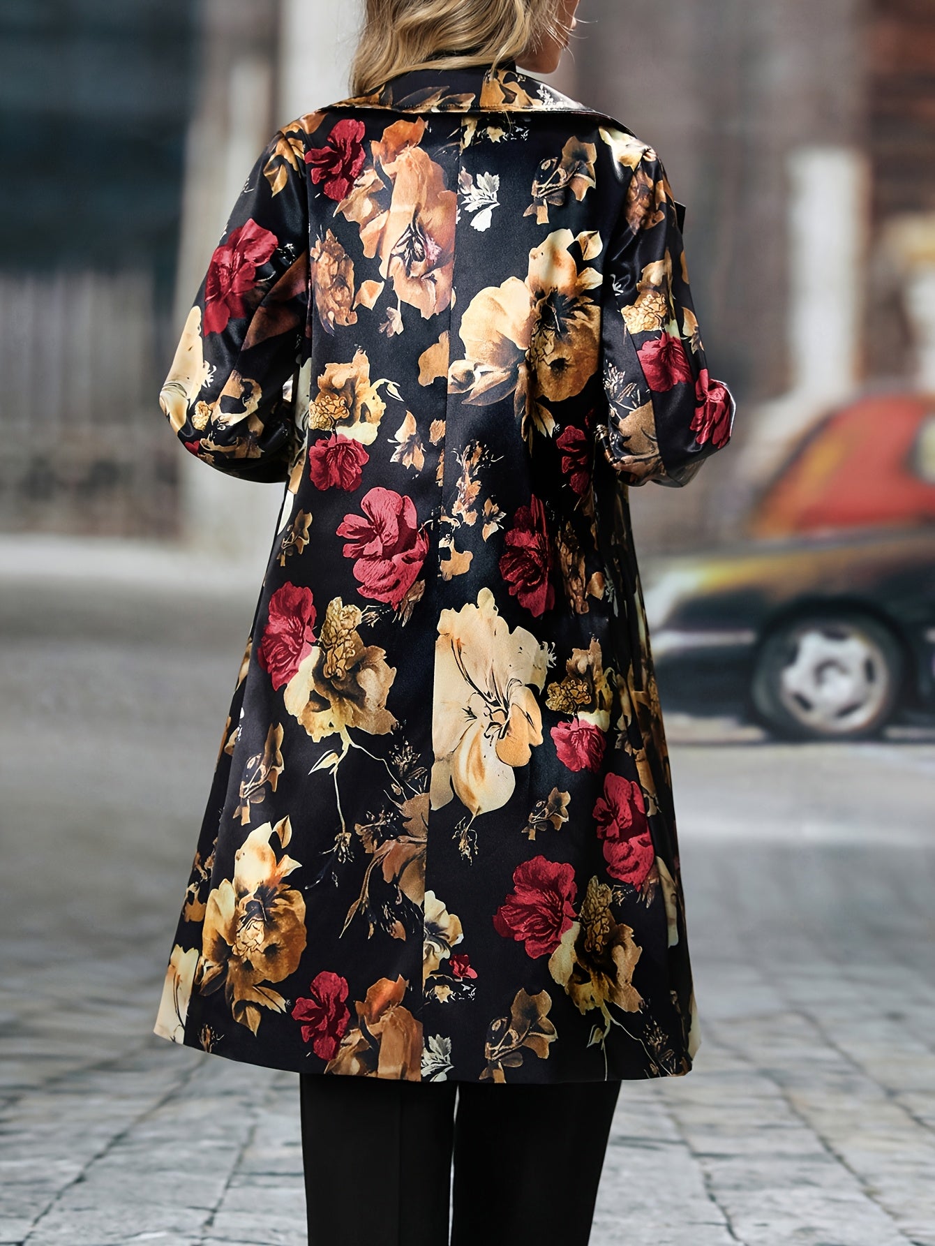 Long-sleeved Floral Pattern Single-breasted Suit Jacket