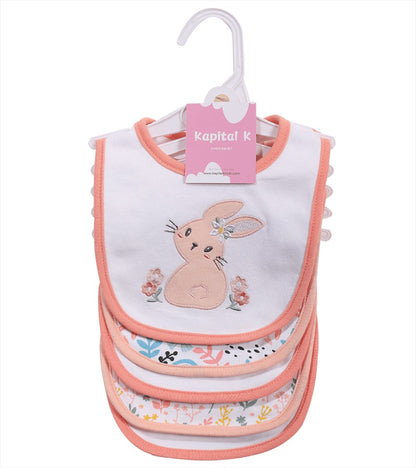 Cotton Baby Bibs 5-Pack - Cartoon Embroidered