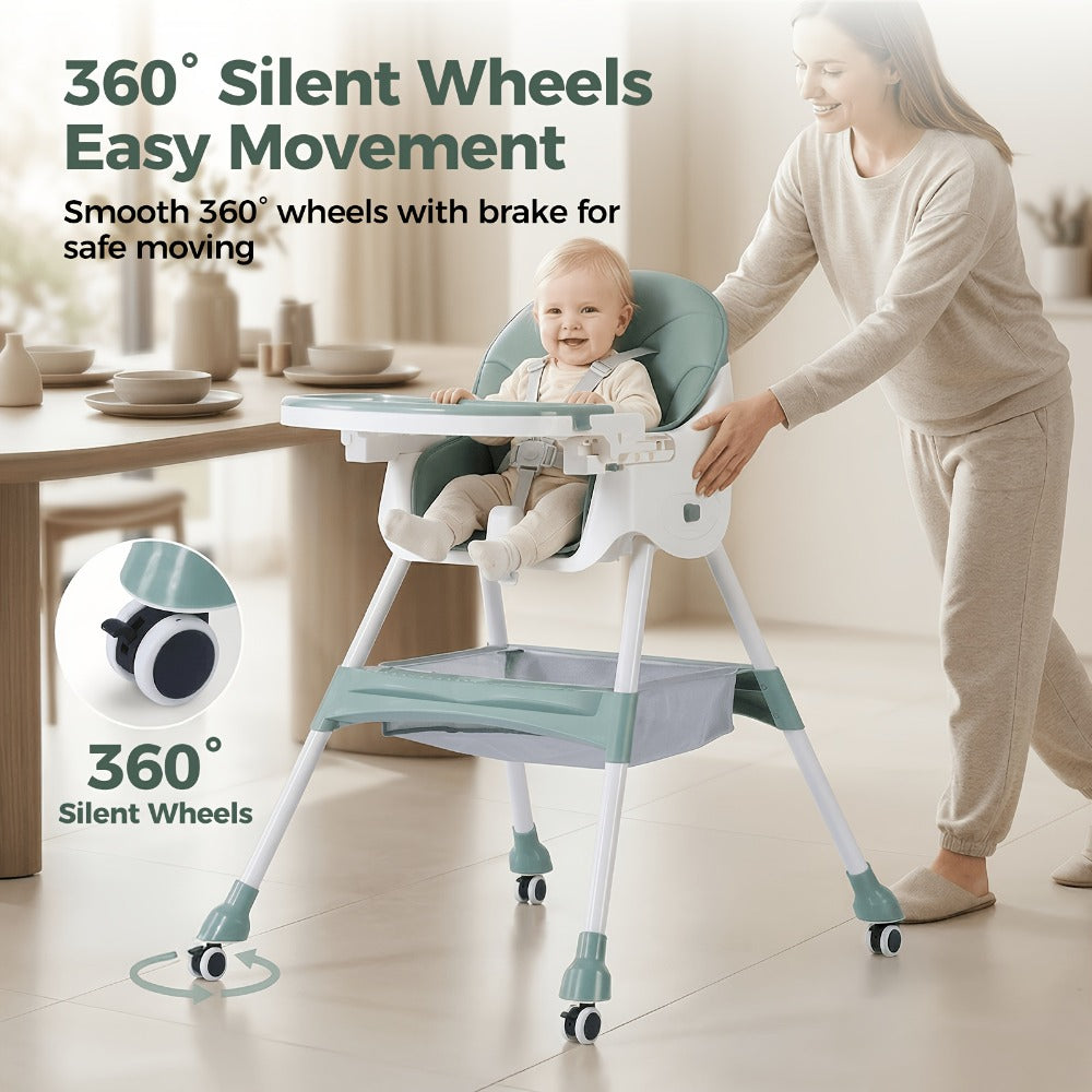 Baby High Chair - Foldable Adjustable 6-in-1 Height