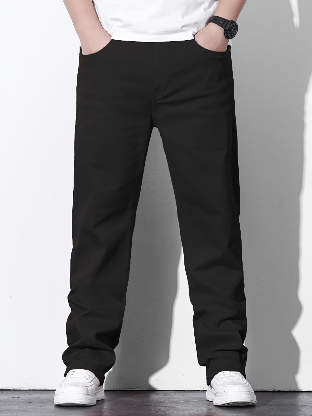 Men's Straight Leg Jeans - Black Denim Clean Finish Weekend 523045